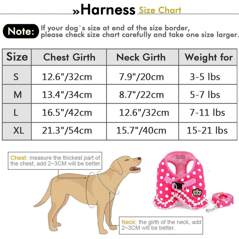 Selmai Puppy Small Cat Girl Dog Vest Dots Harness Leash Set Mesh Padded No Pull Lead S Pink - BeesActive Australia