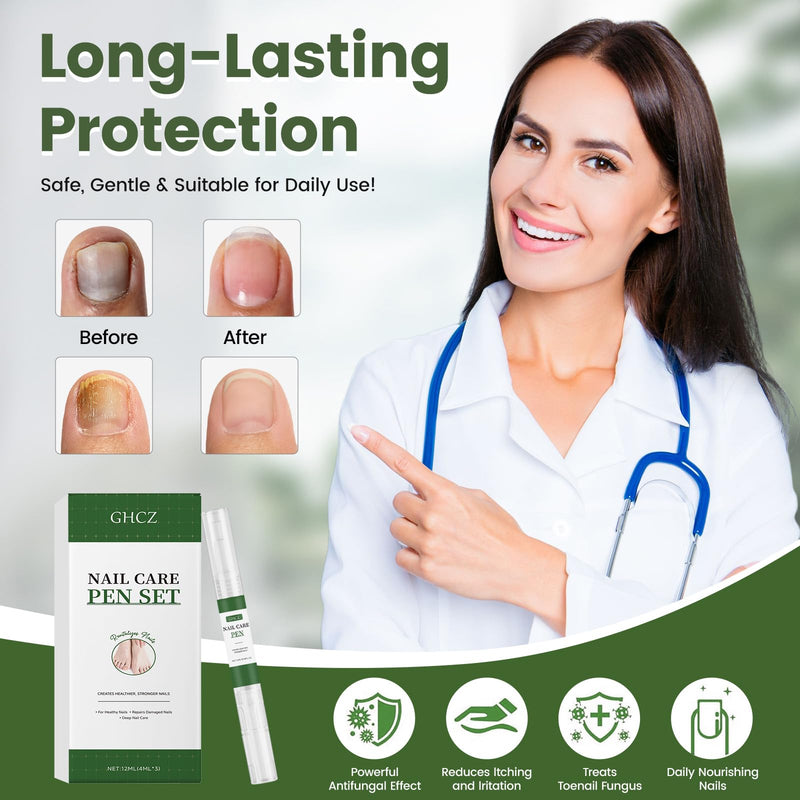 Toenail Fungus Pen, powerful Toenail fungus treatment, repairs damaged nails: yellow nails, discolored nails, thickened nails. Suitable for fingernail fungus treatment. Contains 3 nail fungus pen. - BeesActive Australia