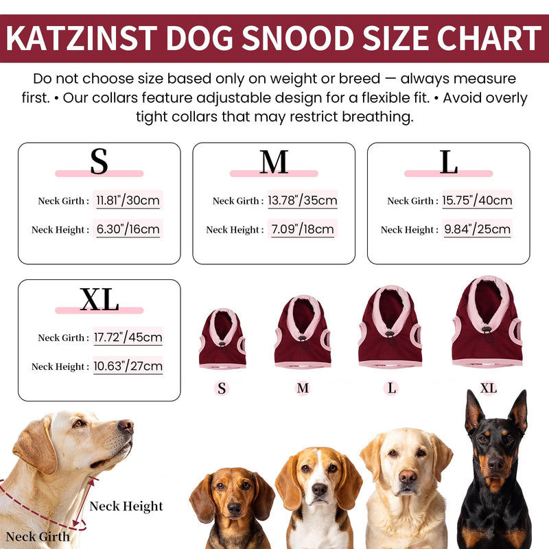 Dog Snood Ear Protection, Calming Anxiety Relief for New Year Firework Thunder Travel, Breathable Elastic Warm Red S Small
