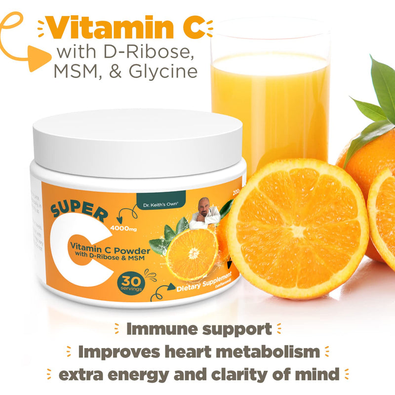 Dr. Keith's Own Buffered Vitamin C Powder 4000mg, Glycine & MSM 200g 1