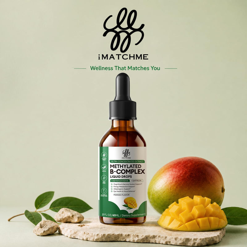Methylated B Complex Liquid Drops for Energy & Focus Support, 2 Fl Oz | Active B Vitamins with L-5-MTHF Folate, Methylcobalamin B12 & B6, Vegan Mango Flavor 2 Fl Oz (Pack of 1)
