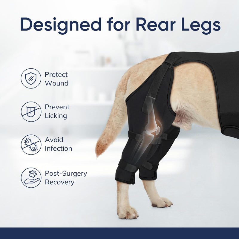Supet Dog Rear Leg Sleeve to Stop Licking, Soft Breathable Back Leg Recovery Cover for TPLO CCL Surgery, Belly Opening for Male and Female Dogs, Cone Alternative Glossy Black M