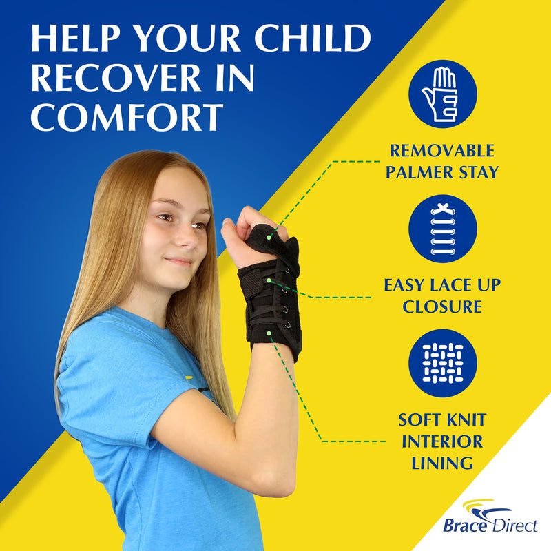 Brace Direct Kids Wrist Brace - Older Child Wrist Splint for Carpal Tunnel, Tendonitis, Sprains & Injuries - 8" Lace Up Design (Left Hand) Left 8" - BeesActive Australia