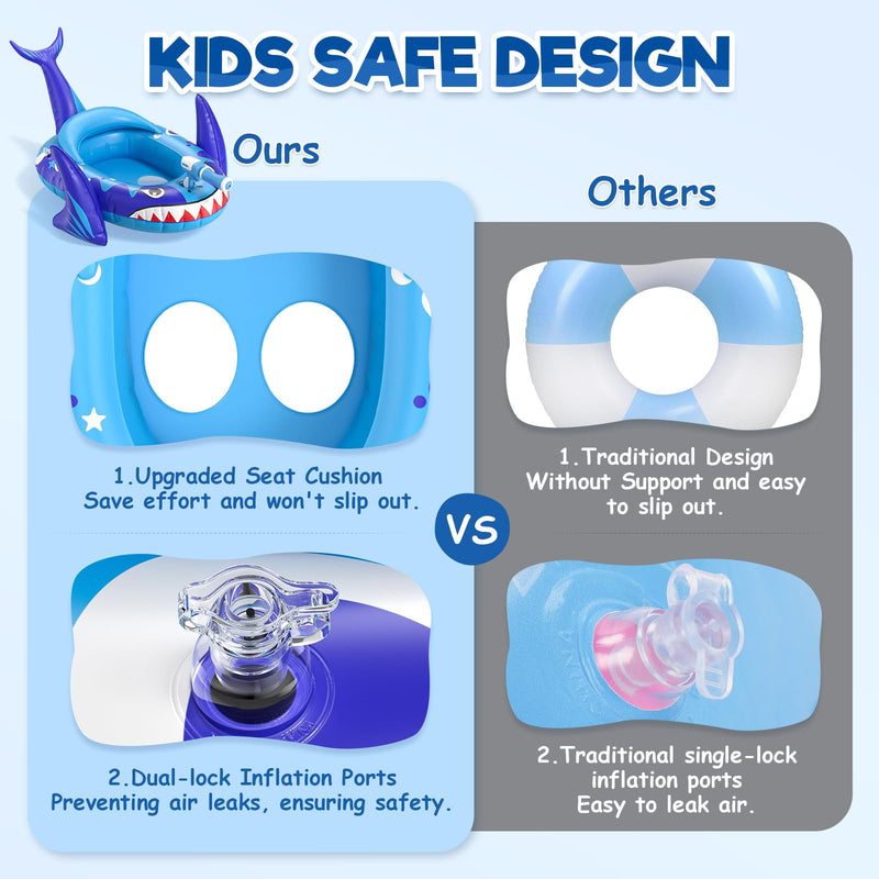 Kids Pool Floats with Water Gun, Shark Toddler Inflatable Pool Toys for Kids Age 3-8 Years Old, Summer Outdoor Water, Beach, Swimming Pool Toys Gift for Boys and Girls