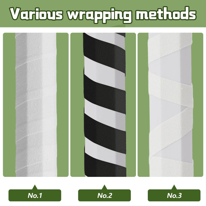 30 ft Lacrosse Stick Tape 1 Inch 1/2 Inch Non-precut Cotton Sweat Absorbent Bat Grip Tape for Lacrosse Baseball Bats Black, White 12 - BeesActive Australia