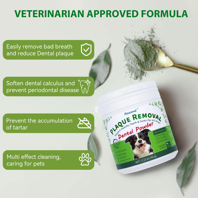 Natural Dog Dental Powder, Dog Dental Care - Plaque Remover and Bad Breath Treatment, Healthy Gums & Fresh Breath for All Dogs and Cats 2 oz. 2 Ounce (Pack of 1) - BeesActive Australia