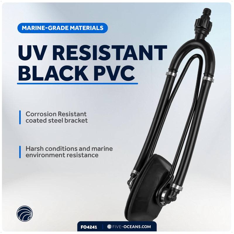 Five Oceans Outboard Motor Muffs, Boat Motor Flusher, Black PVC Marine Grade Muffs, Coated Steel Bracket, Includes Garden Hose Connector & Quick Connect Adapter Dual-Feed Rectangular Muffs - BeesActive Australia