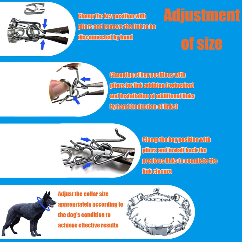 Adjustable Ｃollar Ｎo Pull Ｃollar for Small Medium Large M/L(17-21" Neck, 3.5mm) Silver - BeesActive Australia