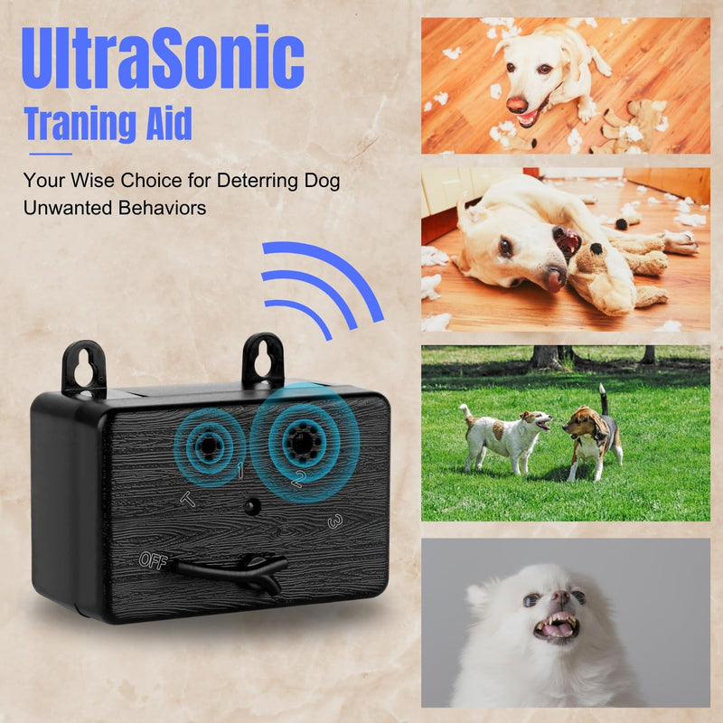 Anti Barking Device for Dogs, 50FT Ultrasonic Dog Bark Control Devices with Dual Speakers, 3 Adjustable Range Bark Box, IPX4 Waterproof Barking Deterrent, Safe for Pets & Humans, Indoor Outdoor Use