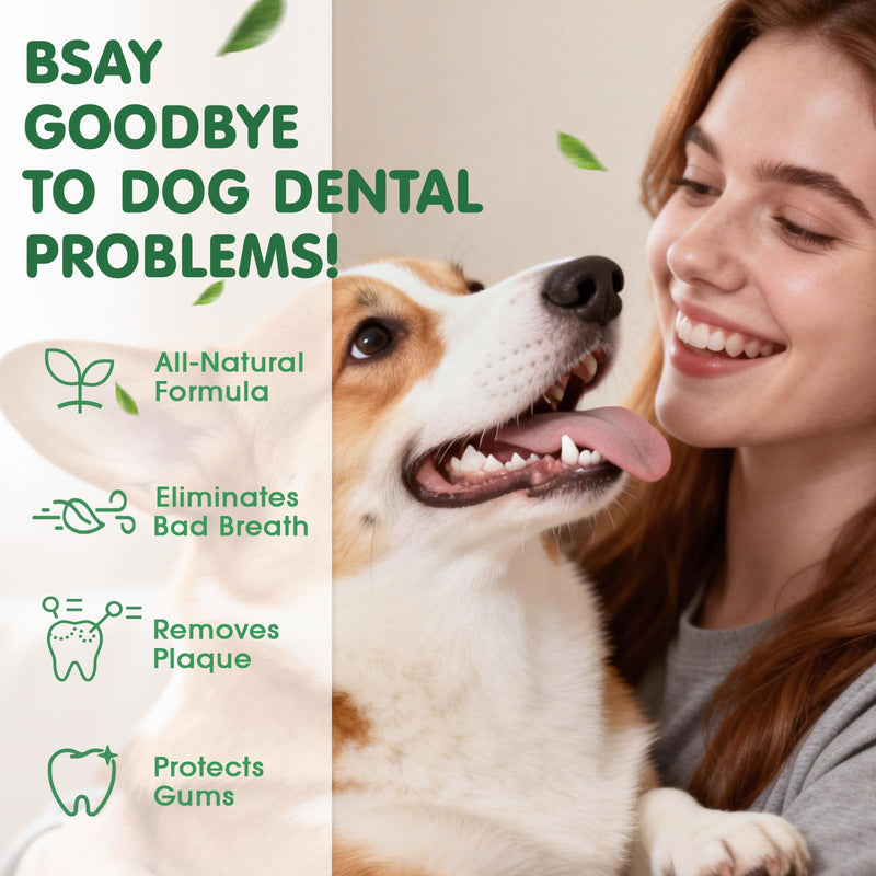 Dog Dental Powder, Dog Teeth Cleaning & Dental Powder for Cats, Natural Herbal Oral Care, Reduces Tartar, Plaque and Bad Breath, No Brush Needed, Pet Food Additive for Dog & Cat Oral Health (2.75oz)