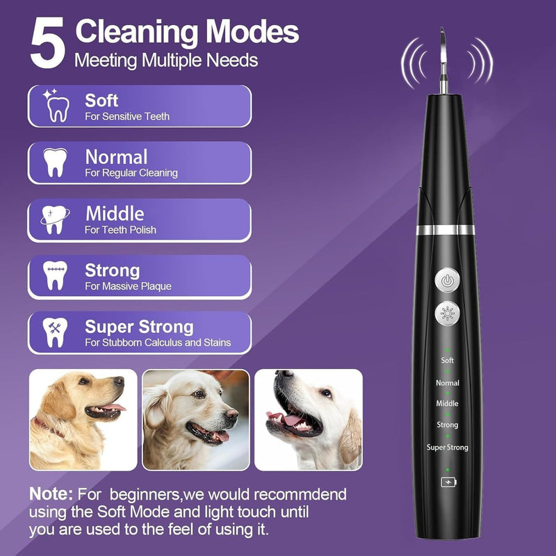 Dog Plaque Remover, Dog Teeth Cleaning Products for Tartar & Plaque Off, USB Rechargeable Dogs Teeth Cleaning for Dogs/Puppies - Includes Dental Scaler & Finger Toothbrush