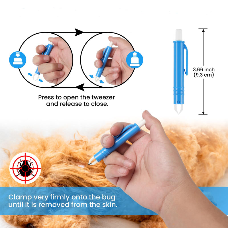 Tick remover set for dogs and cats, set of 3 tick levers, 1 tick hook, 1 tick tweezers, tick removal in seconds, safe tick protection for children and pets, dogs, cats and people, blue and green - BeesActive Australia
