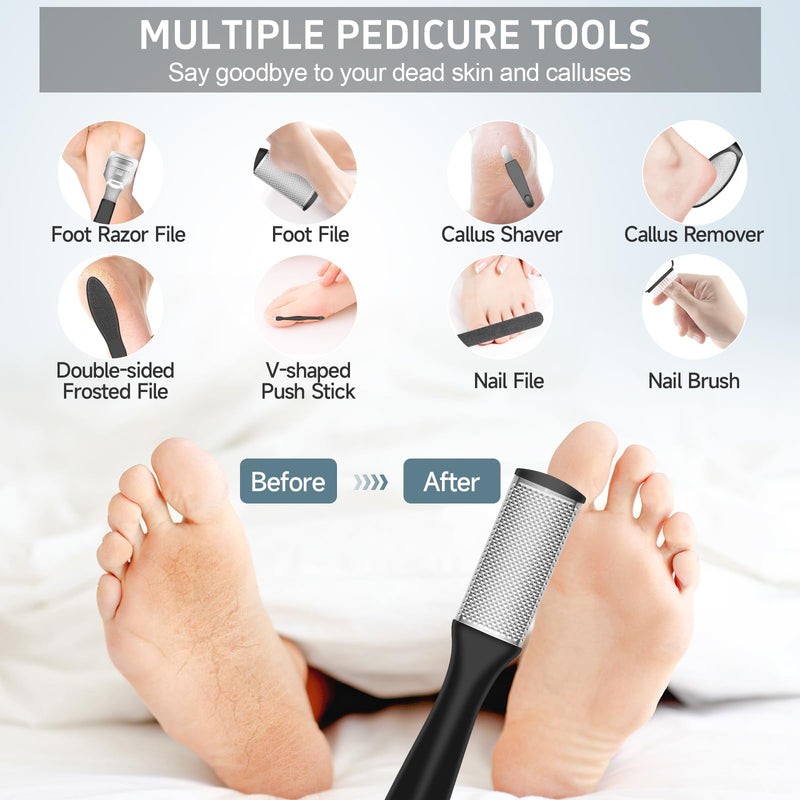 Electric Callus Remover for Feet,Professional Pedicure Kit Rechargeable Foot File Hard Skin Remover for Cracked Heels &Dead Skin,with 3 Roller Heads 2 Speed(White N9) White N9 - BeesActive Australia