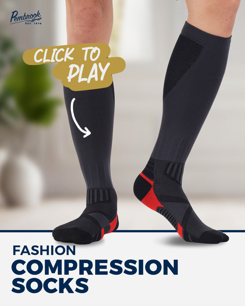 Pembrook 3 Pairs Compression Socks 20-30 mmHg - Compression Socks for Women and Men | Running, Athletic, Travel, Nurses Large Black - 3 Pairs
