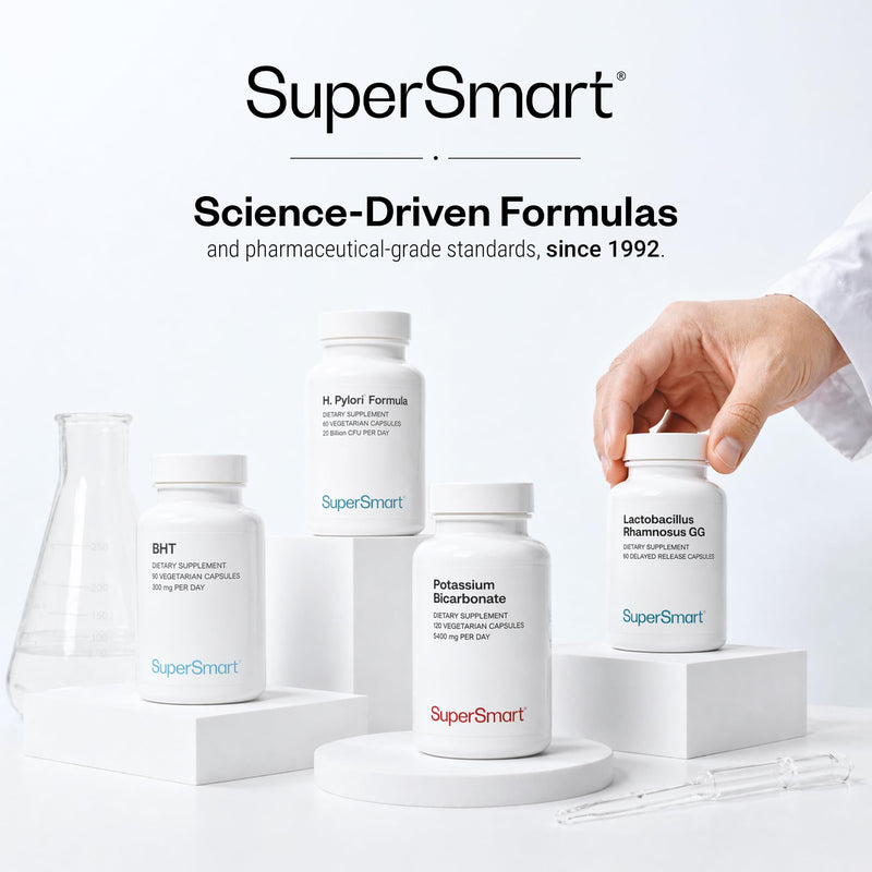 Supersmart - BHT Supplement 300mg per Day - Butylated Hydroxytoluene | Non-GMO & Gluten Free - 90 Vegetarian Capsules