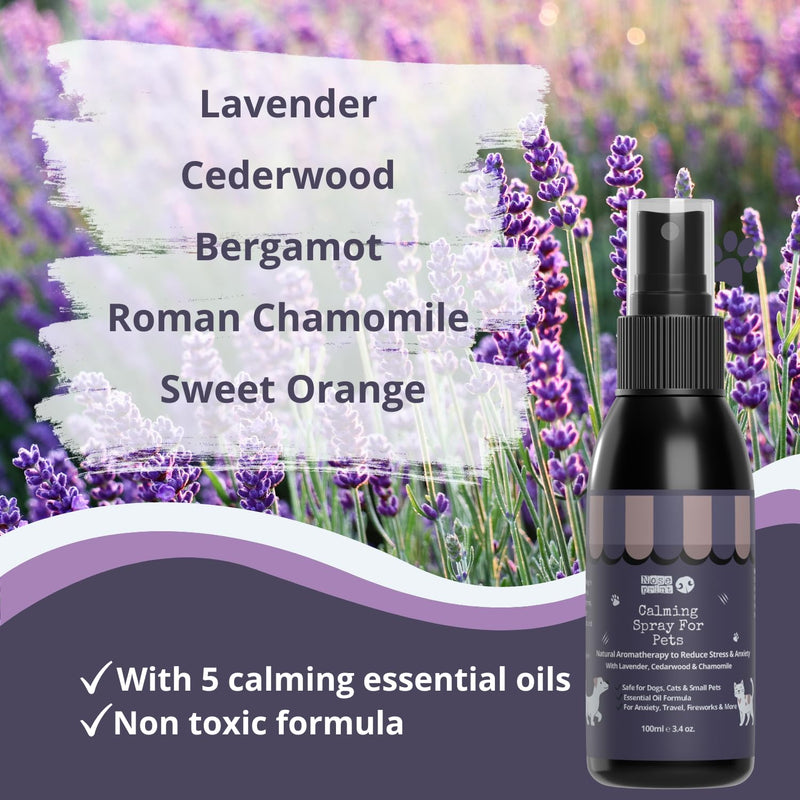 Herbal Calming Spray for Pets – 100ml Natural Home & Travel Spray with Lavender, Chamomile, Cedarwood – Reduces Stress & Anxiety in Dogs & Cats – Use on Bedding, Carriers, Blankets