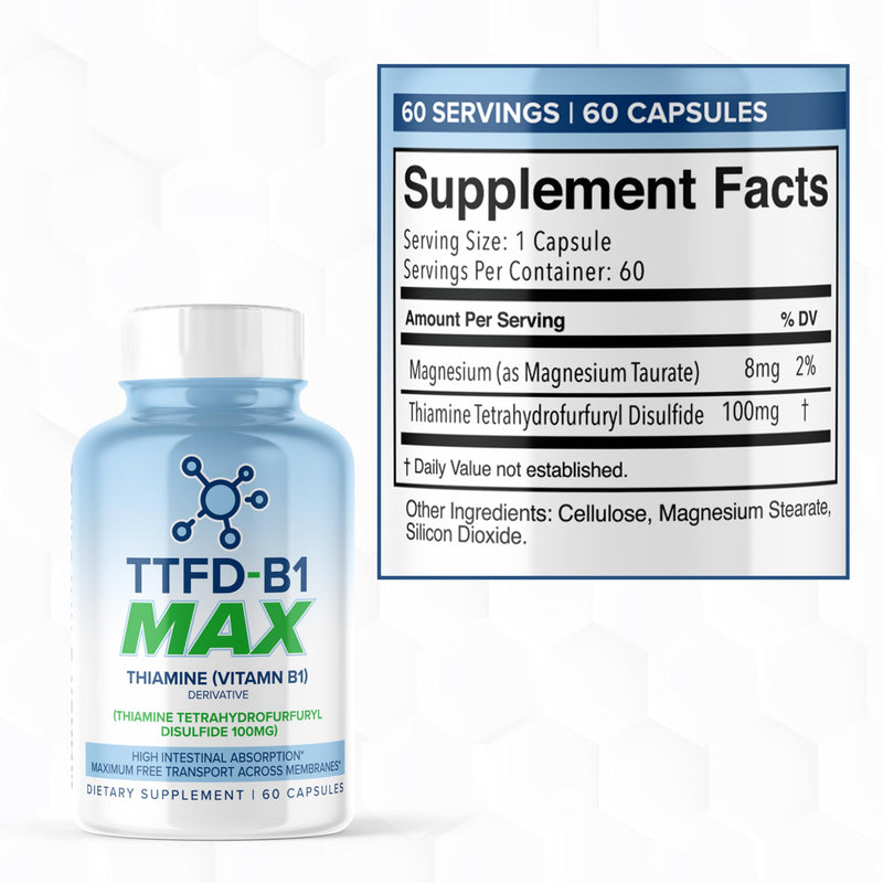 MAXLIFE NATURALS TTFD Thiamine B1 Supplement 100 mg 60 Capsules | Vitamin Derivative Support, Fat Soluble Formula, Unflavored Easy Swallow, Made In USA Quality 60 Count (Pack of 1)