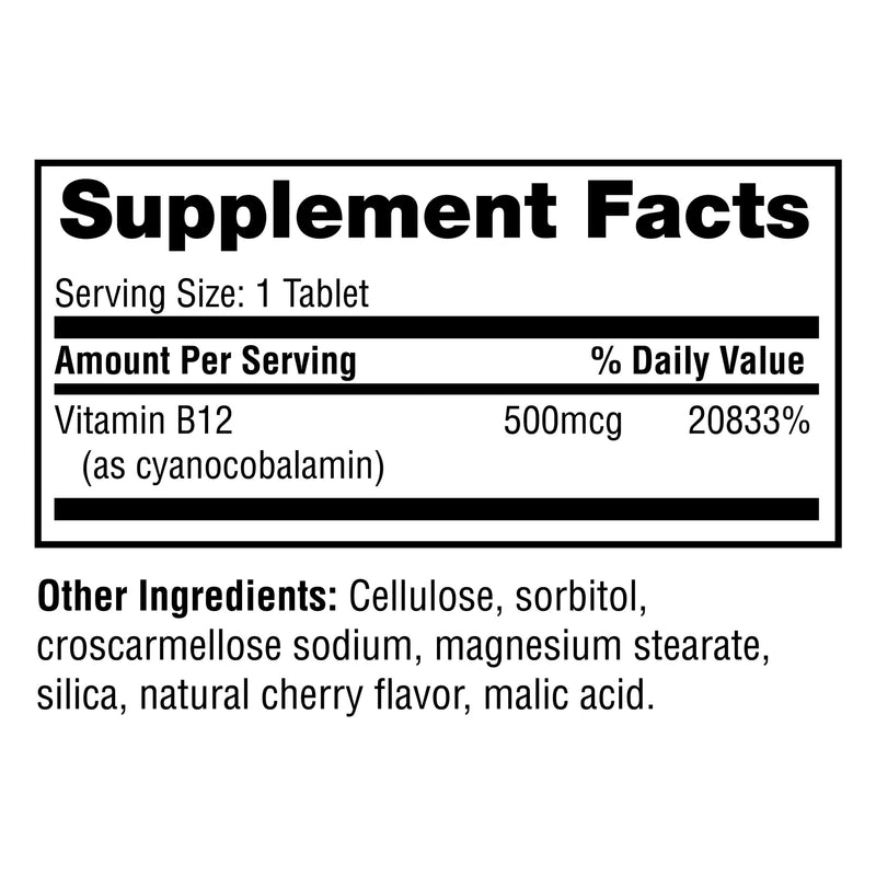 Twinlab B-12 Dots - Energy Production Support Supplements with Vitamin B12-500 mcg, 250 Tablets (2 Pack) 250 Count (Pack of 2)