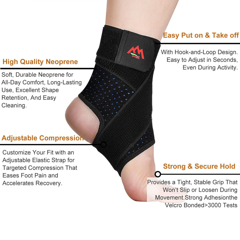 2 Packs Adjustable Ankle Brace for Sprained Ankle- Stabilizes Joints, Prevents Sprains, Breathable Neoprene Ankle Support Brace with Strong Stability Great for Basketball, Running & Daily Wear Large Classic Black - BeesActive Australia