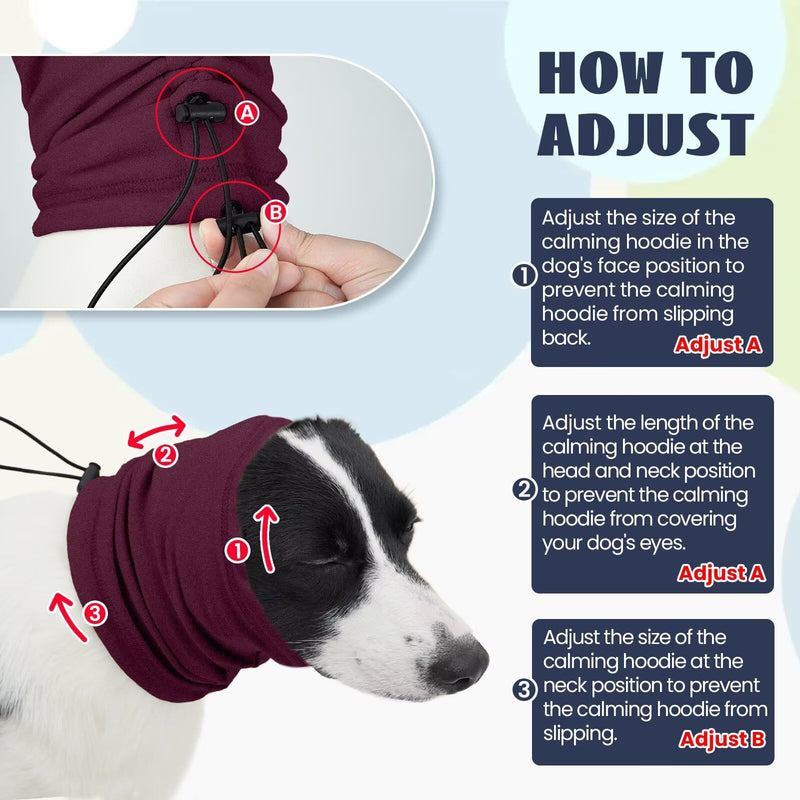 IECOii Calming Hoodie Dog Ear Cover Dull Red,L -Soft No Shake Dog Ear Wrap Hematoma, Adjustable Head Protection for Fireworks Grooming, Anxiety Relief, Thunderstorm, Bathing Noise Protection