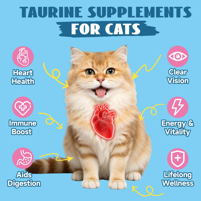 Taurine Drops for Cats - Liquid Cat Taurine Supplement, Supports Heart, Vision, Energy & Vitality, Immune System Health, with CoQ10, Omega-3, L-Carnitine, L-Arginine & Vitamins, 60ML
