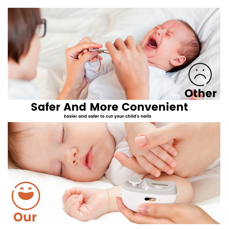 2 in 1 Electric Nail Clipper Automatic with Light,Baby Nail Clippers Nail Polisher 2 Speeds USB Rechargeable Nail Trimmer Electric for Babies Kids Adults