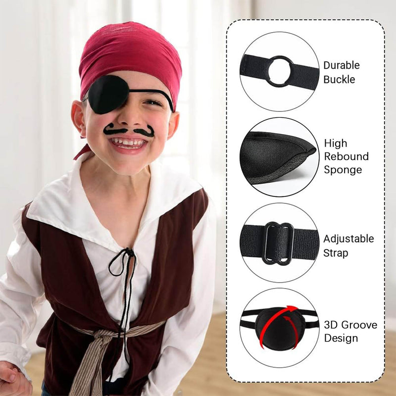 2 Pcs Eye Patch for Adults Kids,3D Adjustable Eye Patches for Amblyopia Lazy Pirate Costume(Black) - BeesActive Australia