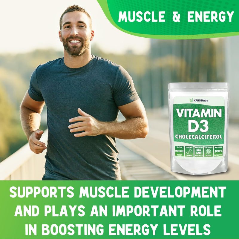 XPRS Nutra Vitamin D3 Powder (Cholecalciferol) - Unflavored VIT D for Bones and Immunity - Vitamin for Muscle Function - Vitamin D Powder Supplements (4 Ounce) 4 Ounce (Pack of 1)