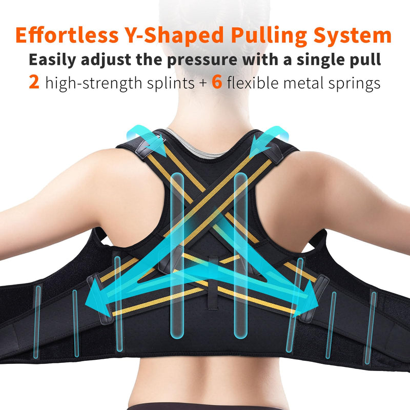 Posture Corrector for Men and Women, Instant Back Straightener, Adjustable Upper Back Brace, Invisible Shoulder Brace Hunchback Corrector for Slouching, Scoliosis, Neck Pain Relief (Large) L (Underbust: 41-49'')