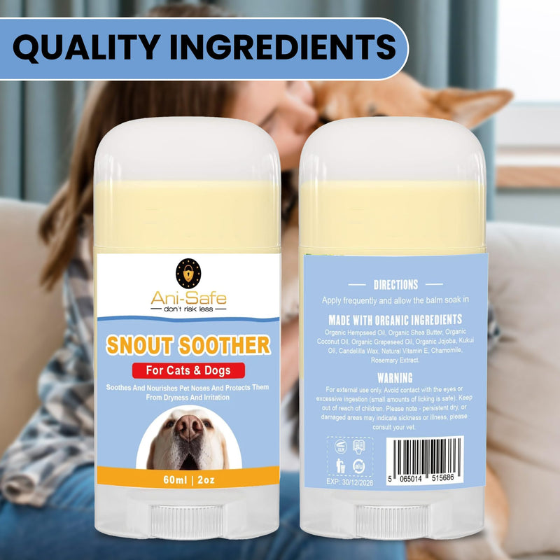 XL Paw and Nose Balm for Dogs and cats Ani-Safe, 60ml Stick, Soothes Dry and Itchy Noses and dry, raw paws, Natural lick safe Paw balm for dogs contains, Dog cream, reduces skin irritation and redness