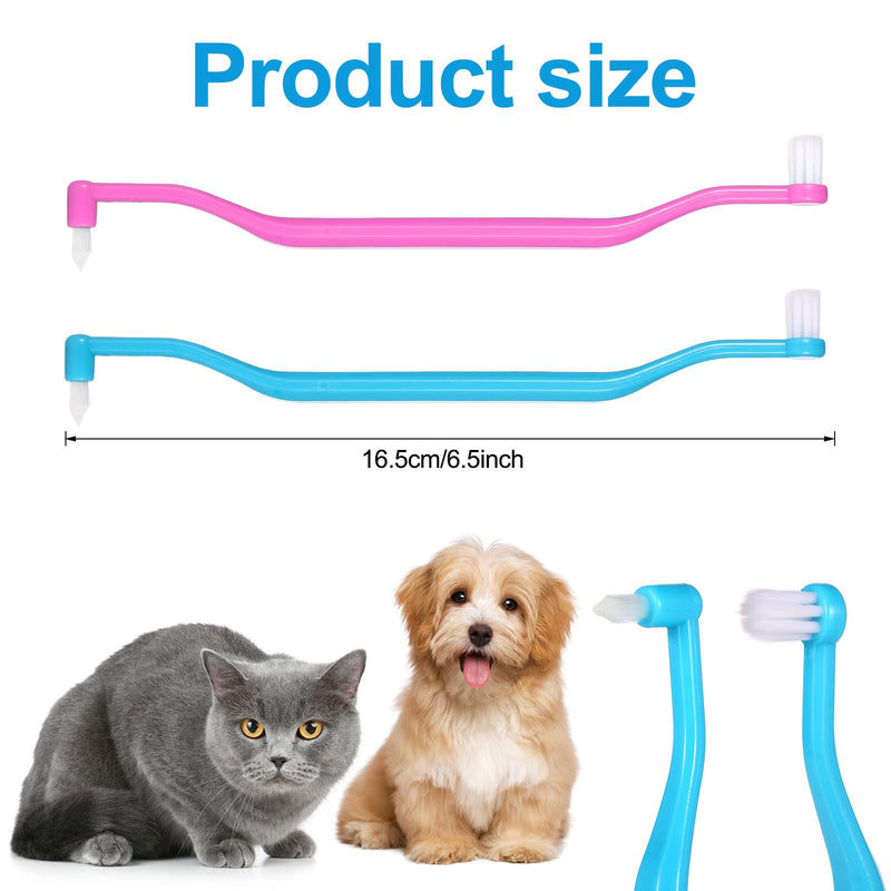 2pcs Dual Sided Cats & Dogs Toothbrushes, Kitten Puppy Toothbrush Pet Teeth Cleaning Brush with Micro Brush Head & Curved Handle Cat Dental Care Supplies to Reduce Plaque Tartar Formation