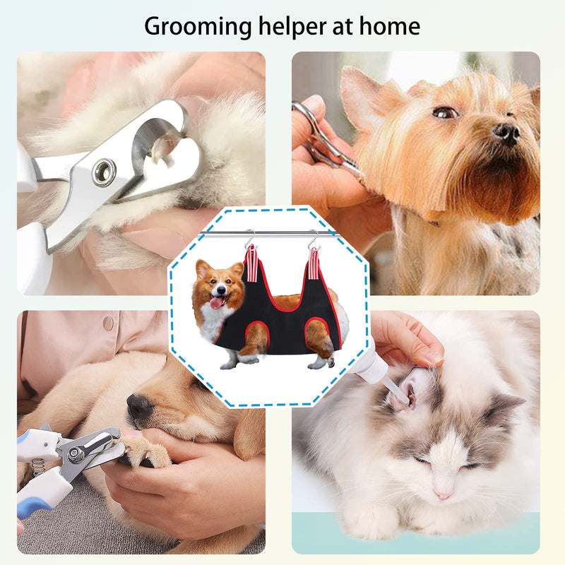 LuckyOpt Dog Grooming Hammock, Breathable Pet Hammock for Grooming with 2 S Hooks, Dog Snake Harness for Nail Clipping Trimming Small & Medium Cats & Dogs (S) - BeesActive Australia