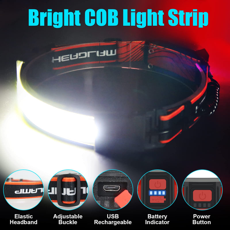 LED Headlamp Rechargeable Head Lamp, Bright Wide Beam Headlight Flashlight Light - BeesActive Australia