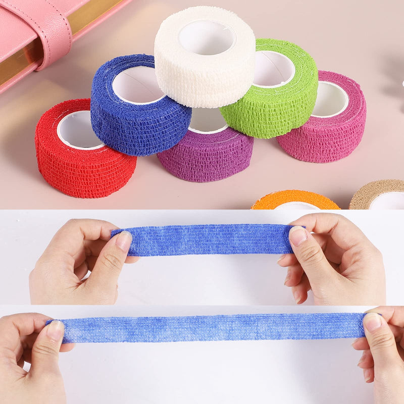 12 rolls of self-adhesive bandage, 2.5 cm x 4.5 m, self-adhesive bandage, elastic fixing bandage, adhesive bandage, self-adhesive for sports, hand, arm, foot, joint finger (colourful) - BeesActive Australia