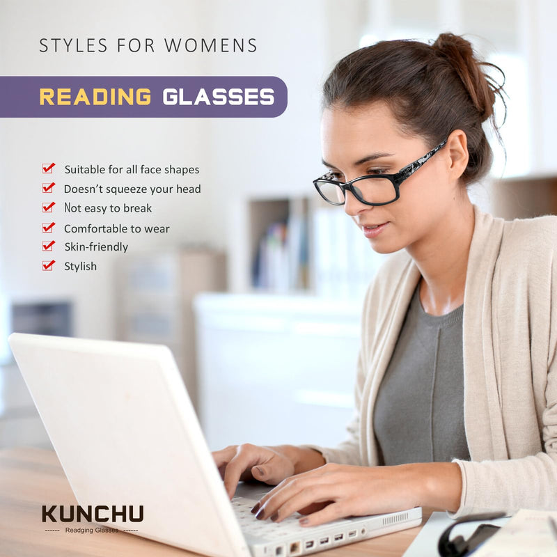 Reading Glasses for Women Men- Blue Light Blocking Spring Hinge Computer Readers Anti Glare UV Eyeglasses Clear Floral 2.5 x