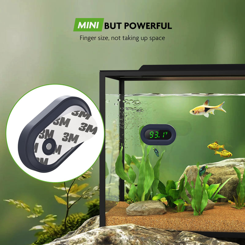 PAIZOO Aquarium Thermometer Digital, LED Display Fish Tank Thermometer Stick On Highly Accurate to ±0.9℉, Wireless Temperature Measurement for Fish, Betta, Aquatic, Replaceable Battery Green Display