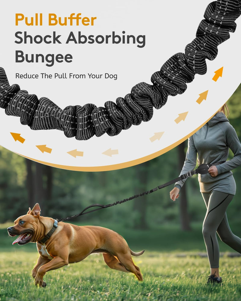 MIDOG Hands Free Dog Leash - Adjustable Length Waist Leash for Dog Walking,Multifunctional Runing Leash with Ziiper Pouch for Large Dogs,Black,4FT-7FT Black Hands Free Leash 4Ft-7Ft - BeesActive Australia