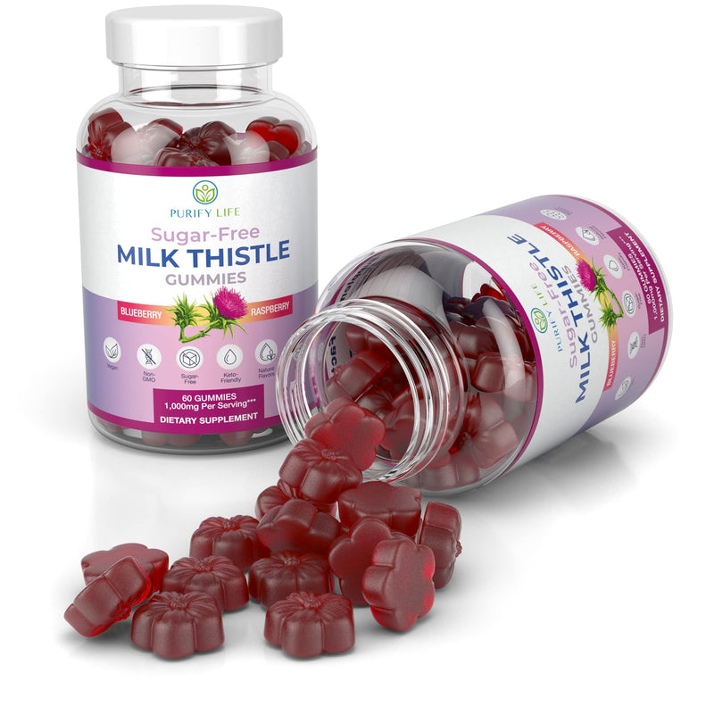 Sugar-Free Milk Thistle Gummies for Liver Cleanse Detox & Repair (Natural Blueberry-Raz Flavor) Cardo Mariano, Cleansing Milk Thistle Extract & Antioxidant Support, Vegan, Replaces Pills & Capsules Milk Thistle Liver Detox - BeesActive Australia