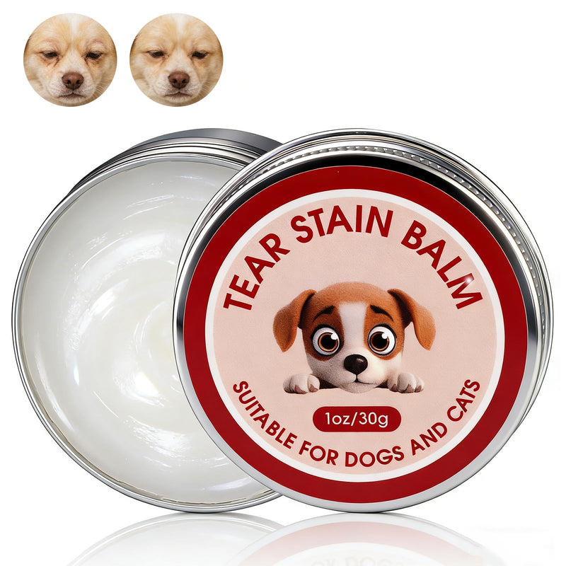 3-in-1 Tear Stain Remover Kit – Natural Eye Balm for Dogs & Cats, Professional Eye Crust Remover for White Fur Maltese & Shih Tzu, Safe if Licked, 1oz