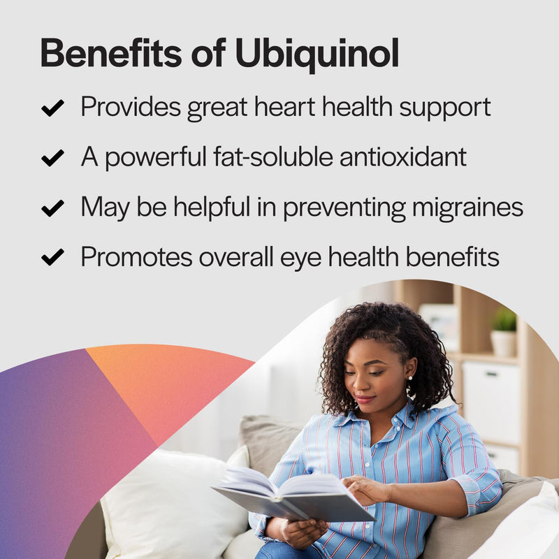PureFormulas Ubiquinol 200mg for Heart Health & Cellular Energy, Active CoQ10 Form, Enhanced Absorption with MCT Oil, Non-GMO & Gluten-Free - 60 Softgels