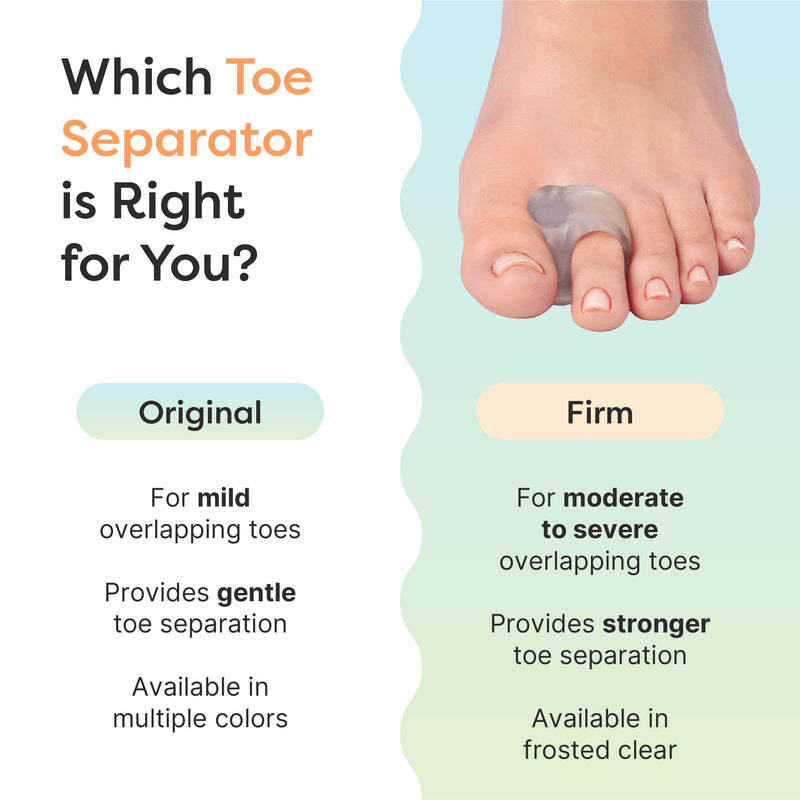 ZenToes Firm Gel Toe Separators for Overlapping Toes, Bunions, Big Toe Alignment, Corrector and Spacer, Strong Support - 4 Pack (Firm Frosted Clear) Firm Frosted Clear - BeesActive Australia