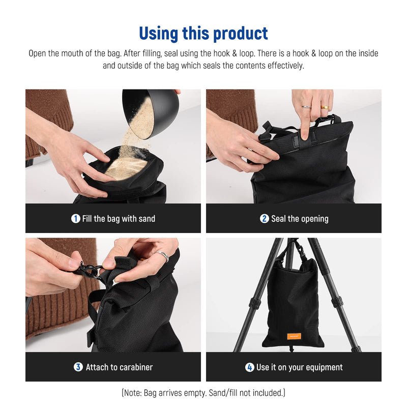 NEEWER Sandbag for Photography, 15.5"x9.4" Foldable Handheld Storage Bag with Shoulder Strap, Heavy Duty Polyester Saddlebag/Beanbag/Tripod Weight Bag for Camera Lens Support & Light Stands Boom Arms SB-BL5