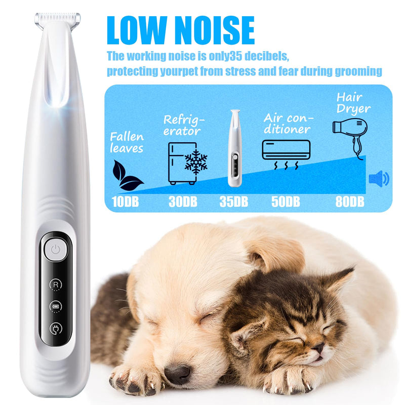 Dog Paw Trimmer with LED Light, Cat and Pet Paw Hair Trimmer for Grooming, Fur & Paw Shavers, Waterproof Trimmers for Face Ear Rump and Eyes, Clippers for Small or Large Dogs & Cats - BeesActive Australia