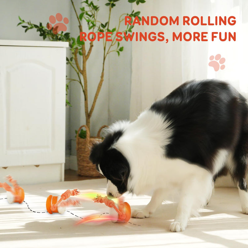 Interactive Dog Ball, Random Path Electric Automatic Moving and Rolling Dog Toy with Rope for Small Medium Large Dogs, Motion-Activated Dog Stimulation Toy for Boredom Relief (Orange-Red) Orange-Red - BeesActive Australia