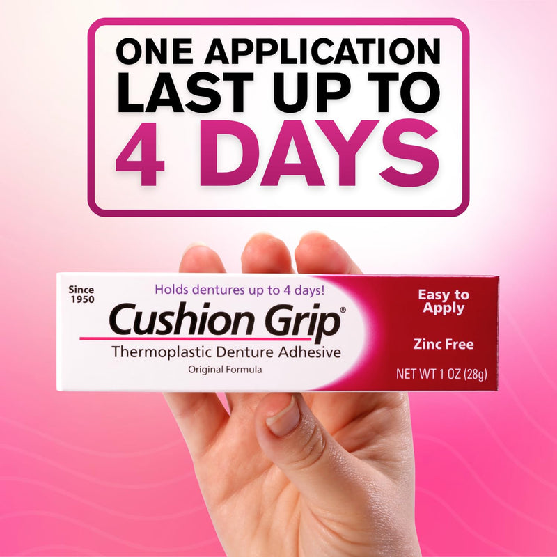 Cushion Grip Thermoplastic Denture Adhesive - Refits & Tightens Dentures 3 Pack