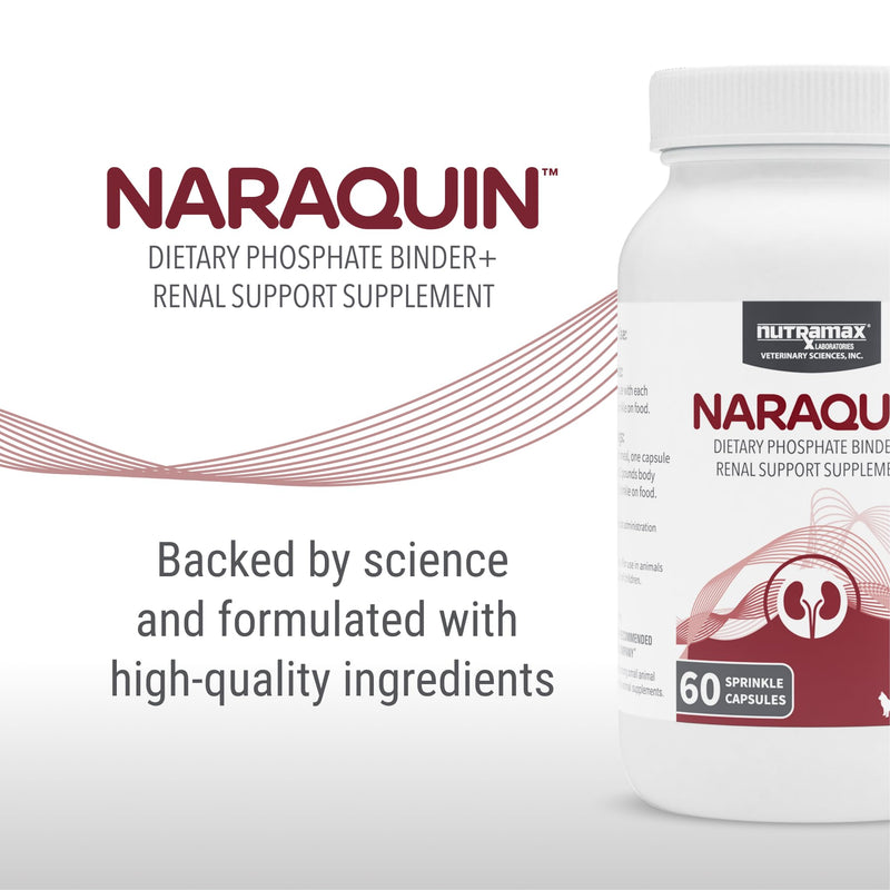 Nutramax Laboratories NARAQUIN™ Dietary Phosphate Binder + Renal Support Supplement for Cats & Dogs,60 Count (Pack of 2) 60 Count (Pack of 2)