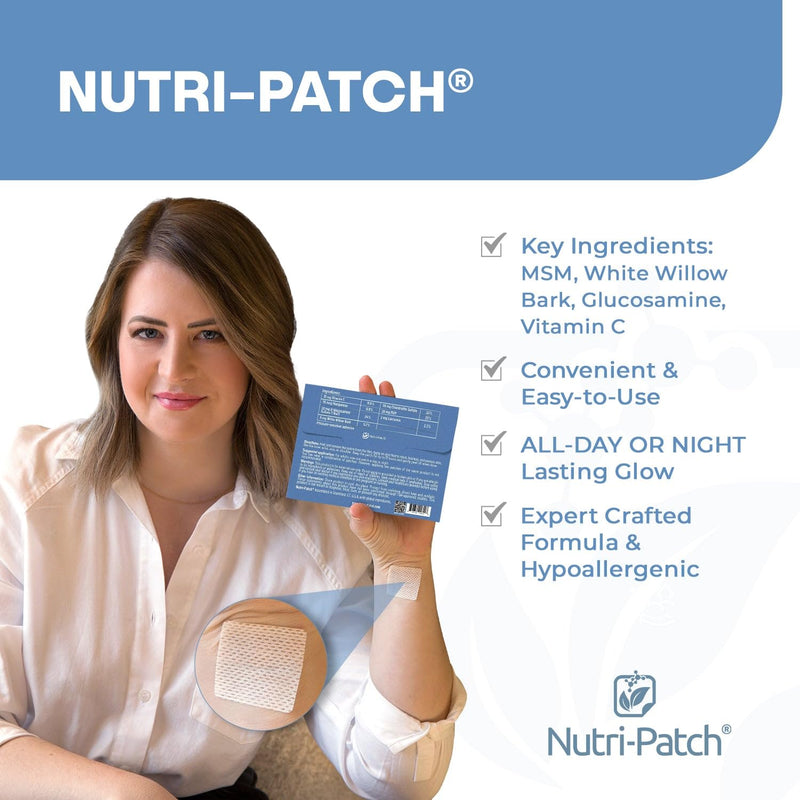Inflam Body Skin Patches - Infused with Turmeric, MSM, White Willow Bark, Glucosamine & Vitamin C - Hypoallergenic - 30 Patches