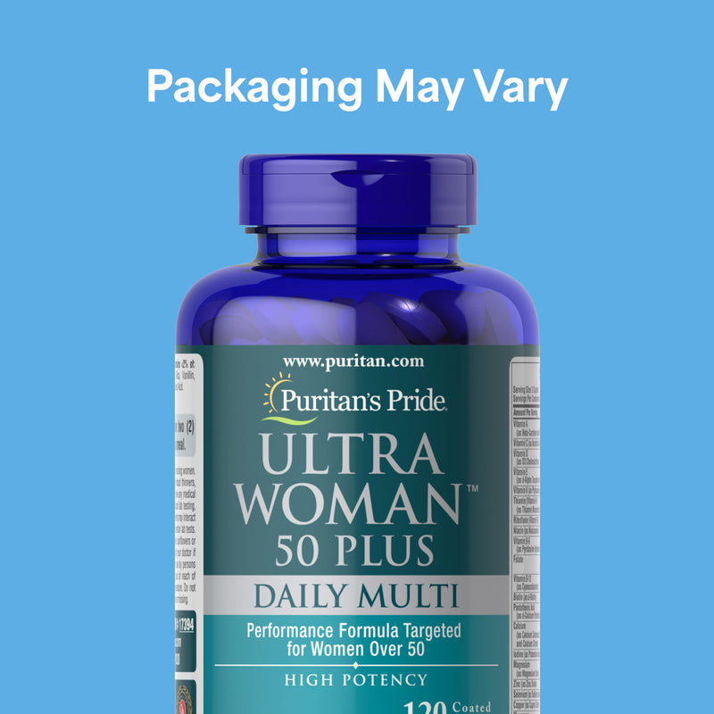 Puritan's Pride Ultra Woman 50 Plus Daily Multivitamin, 120 Count | High Potency Performance Time Release Daily Multivitamin with Zinc, For Healthy Aging & Cellular Energy Production