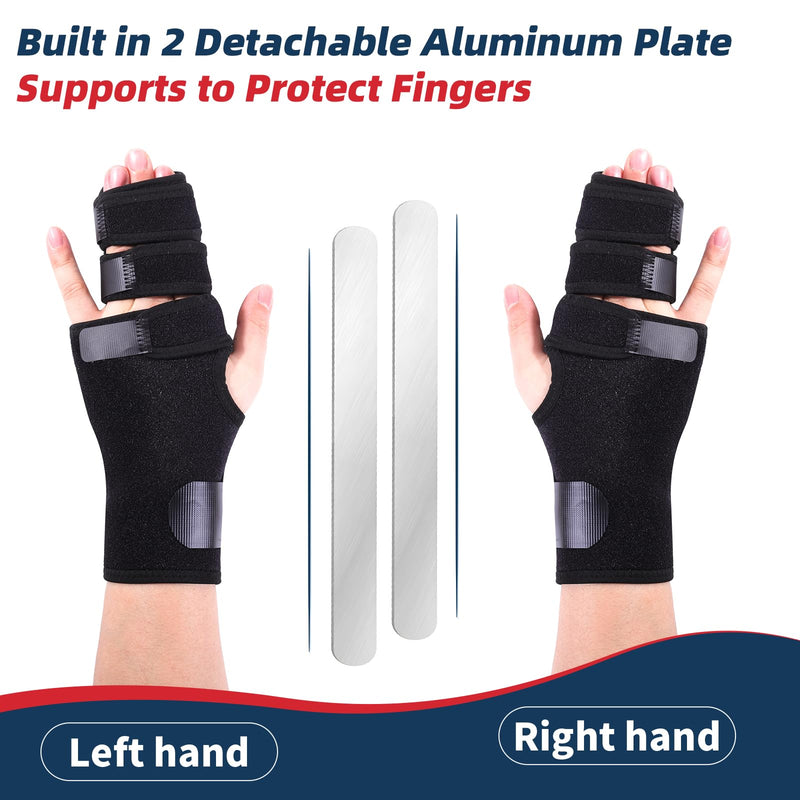 lefeke Trigger Finger Splint, 3 Fingers Brace for Index, Middle, Ring or Little Finger, Adjustable Hand Splint for Broken Fingers, Finger straightener for Arthritis Contractures(Left) Left