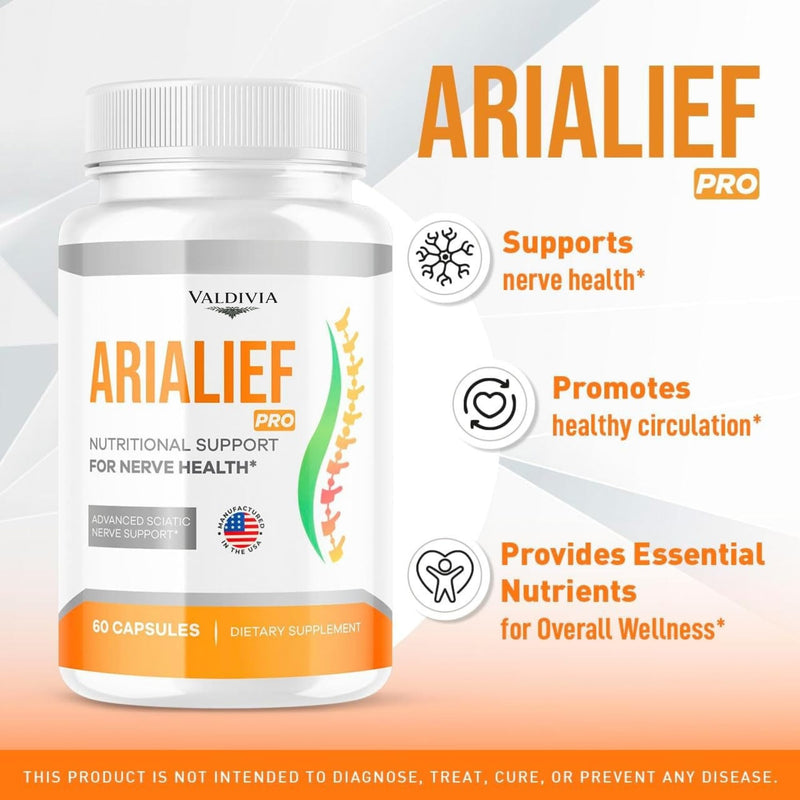 Valdivia (2 Pack) Arialief Pro Capsules for Sciatica, Arialeaf Nutritional Support for Nerve Health, Arialeaf Prime Palm Sciatica, Aria Leaf Primepalm Aria LIEF Vitamin, 2 Months 120